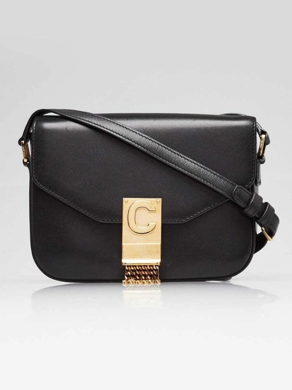 Celine Black Smooth Leather Small Pampille C Flap Bag - Picture 2 of 12
